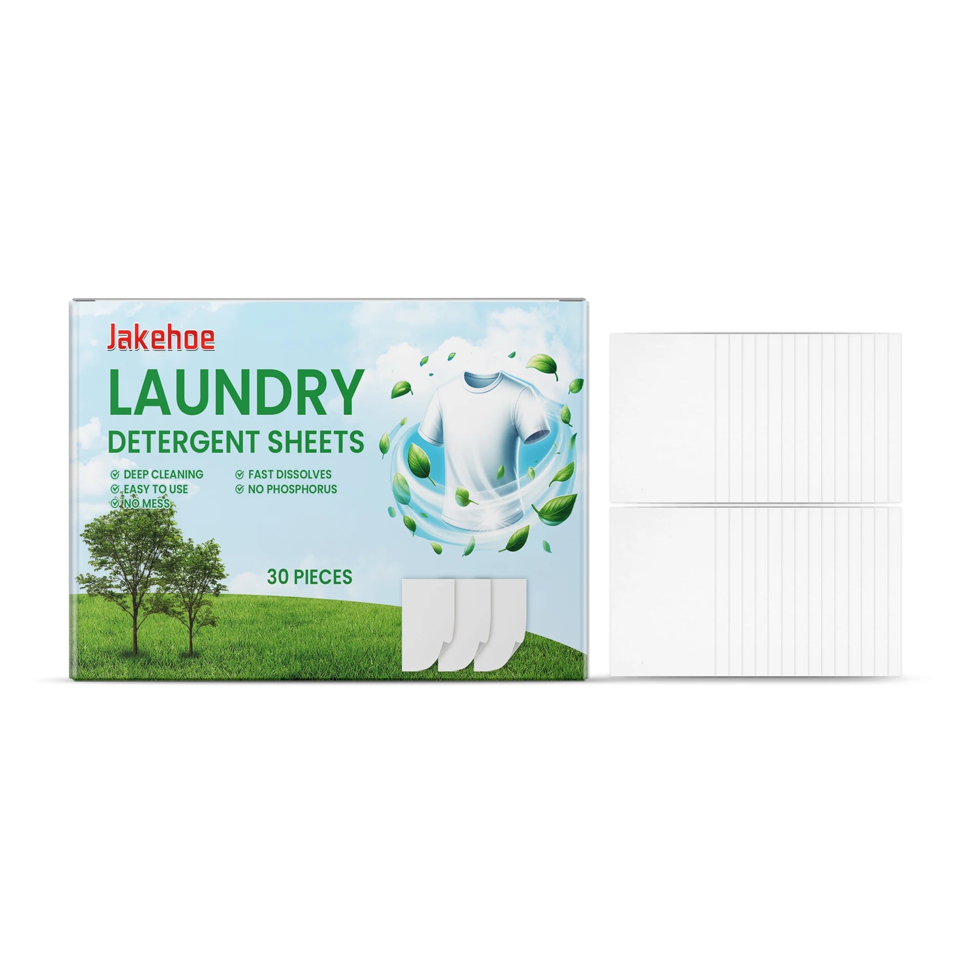 Laundry Detergent Sheets Quickly Dissolve Easily Remove Oil Stains and Dirt Deodorizing Mild Ingredients Clothing Cleaning Sheet Qme 30pcs Boxed