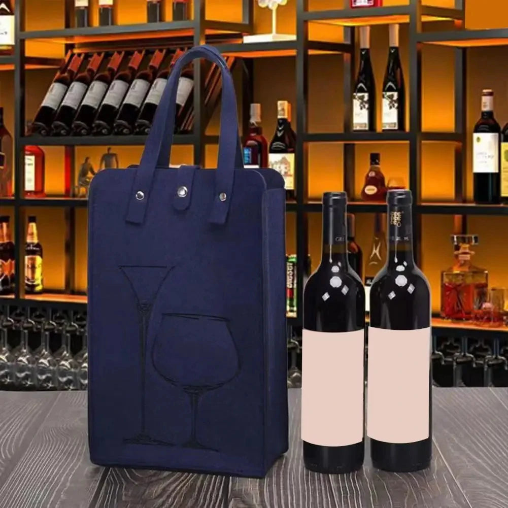 Felt Wine Bottle Bag Double Bottles Great Load Bearing Handheld Beverage Packaging Handbag Gift Wrap Storage Pouch Wine Tote Bag Qme
