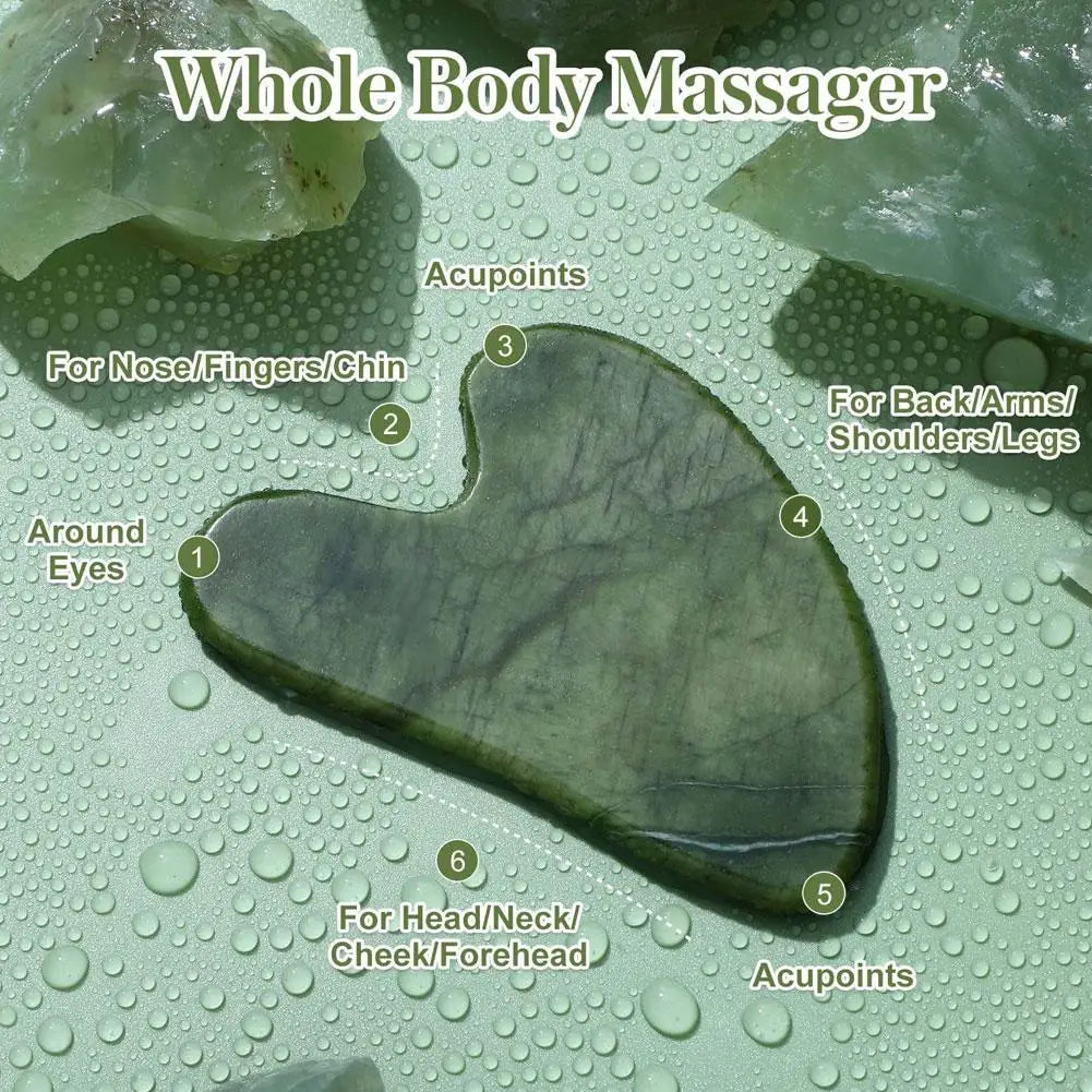 2 Jade Gua Sha Board Heart-shaped Facial Tool Traditional Guasha Qme