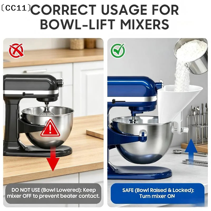 Flour Funnel Kitchen Mixer Accessories Attachments Universal Wide Qme