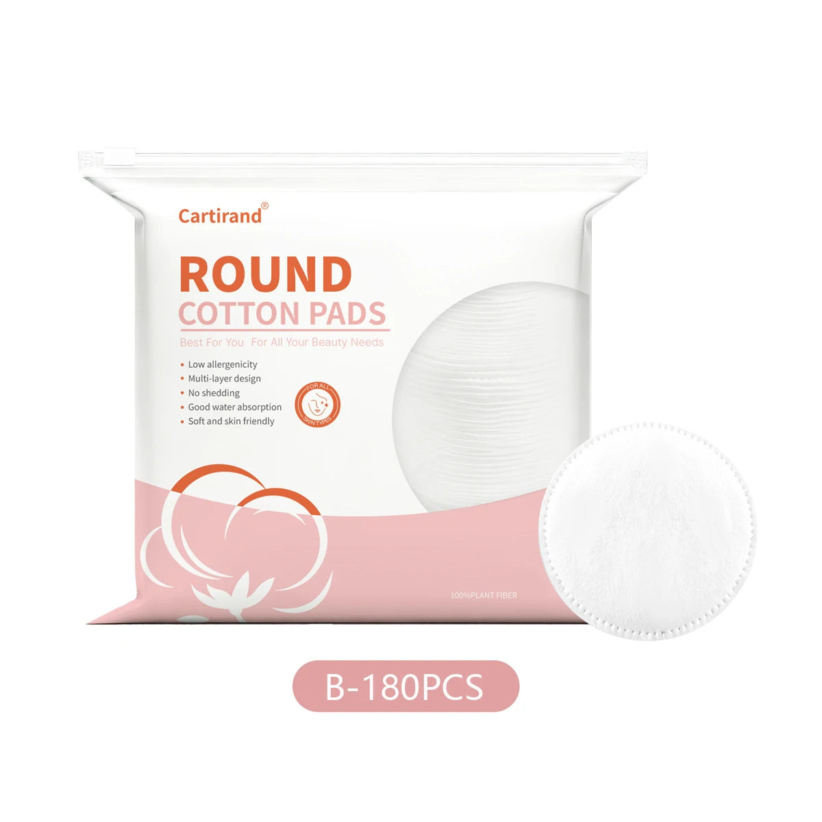 Three-layer Thickened Round Cotton Pads Embossed Edges Disposable Qme B 180PCS