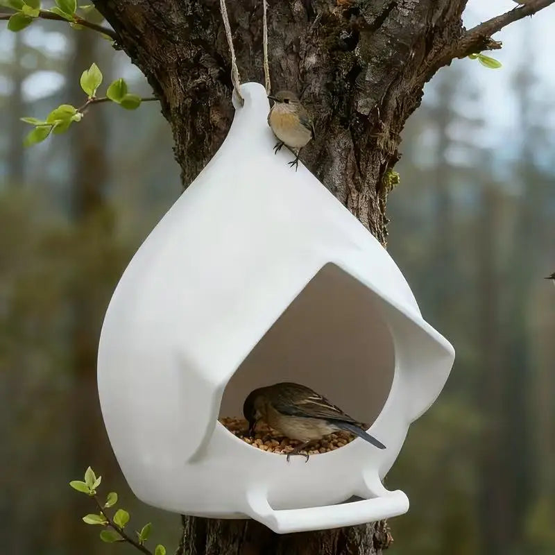 Garden Yard Patio Decoration Bird Feeder Hanging Outdoor Plastic Qme White