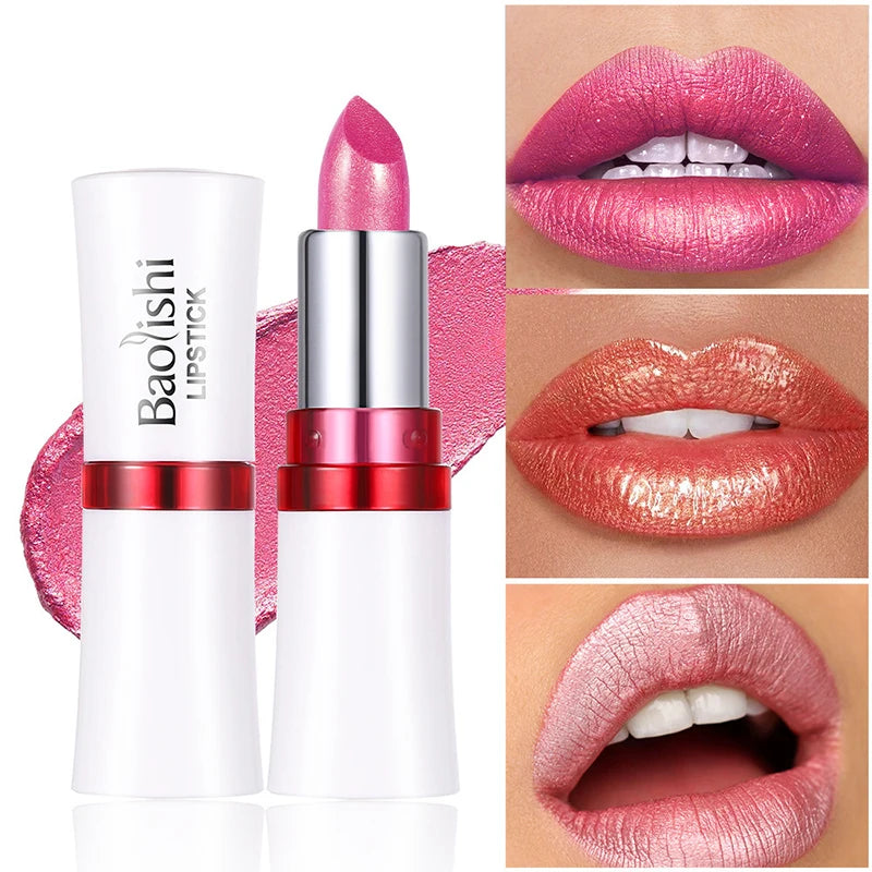 Shiny Pearlescent Lip Makeup Waterproof Last Flash Lipstick Qme