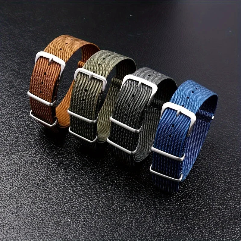 Nylon Watch Strap 22mm Canvas Replacement Watch Band Stainless Steel Buckle Waterproof Sports Wristband For Men Women Watches Qme