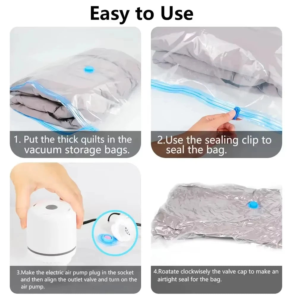 Electric Air Pump for Vacuum Bags, EU Plug, Suitable for Clothes Storage Bags Labor-saving Compression Tool Qme