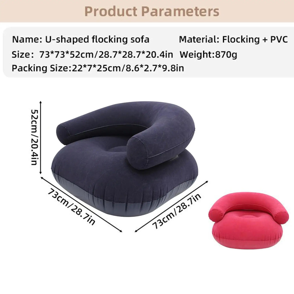 Inflatable Chairs Flocked Lounger Seat Blow Up Chairs for Movie Night for Outdoor Beach Pool Stadium Travel Living Room Bedroom Qme