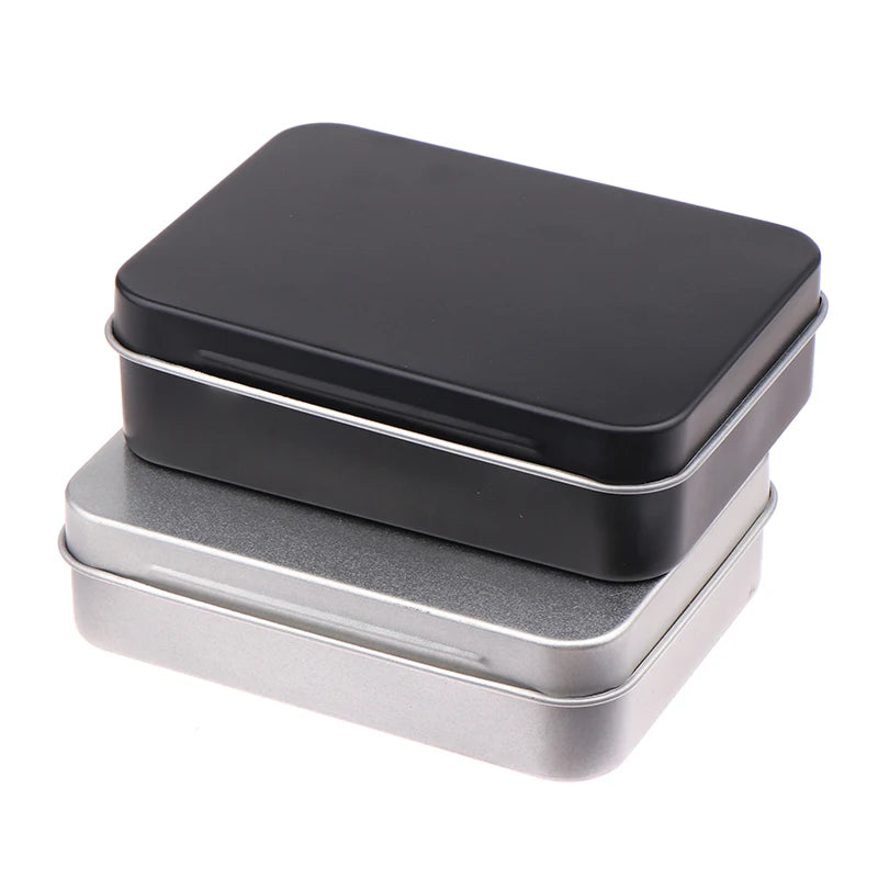 Empty Hinged Lid Small Storage Box Frosted Household Iron Metal Tin Qme