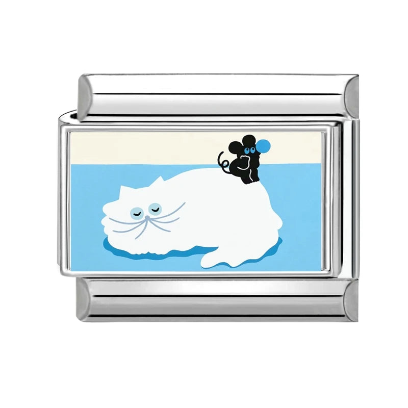 Fashion Blue Series Cartoon Shark Sea Seagull Crab Italian Charm