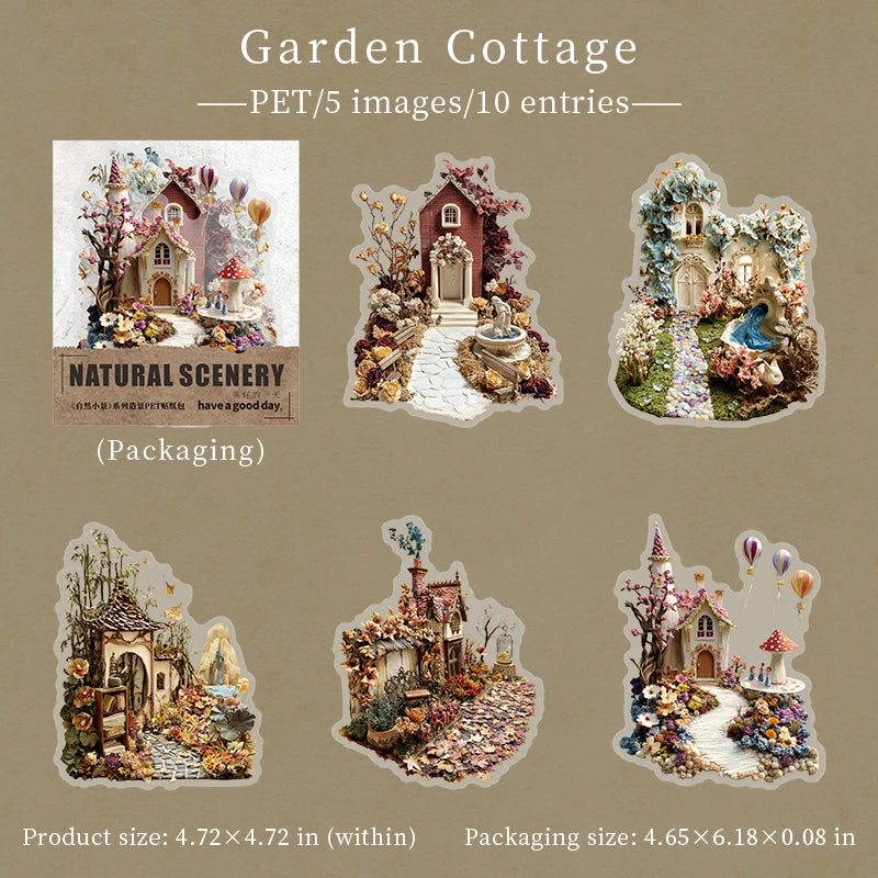 Fairy Tale House Scenery Stickers, Multi-Scene Collage Materials for Journal Scene Creation, Elegant Stationery for Students Qme C