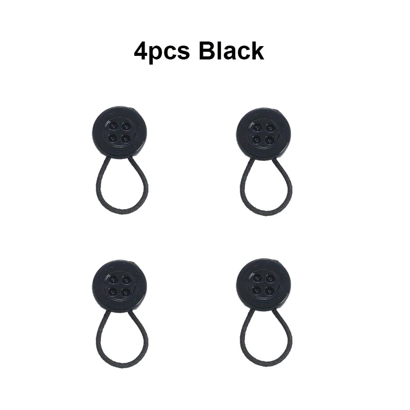 4Pcs removable cuff neckline retractable button, soft elastic neckline cuff extender, seam-free adjustable retractable button Qme 4pcs Black