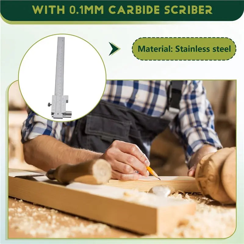 A02F-2Pcs 0-200Mm Marking Vernier Caliper With Carbide Scriber Parallel Marking Gauging Ruler Measuring Instrument Tool Qme