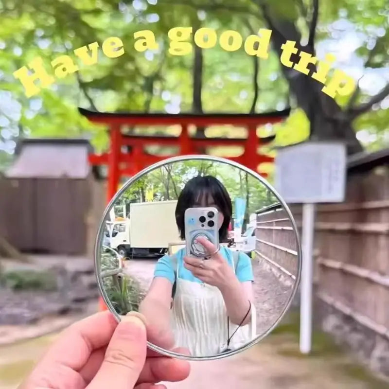 Handheld Selfie Mirror Portable Round Reflection Convex Mirrors Qme
