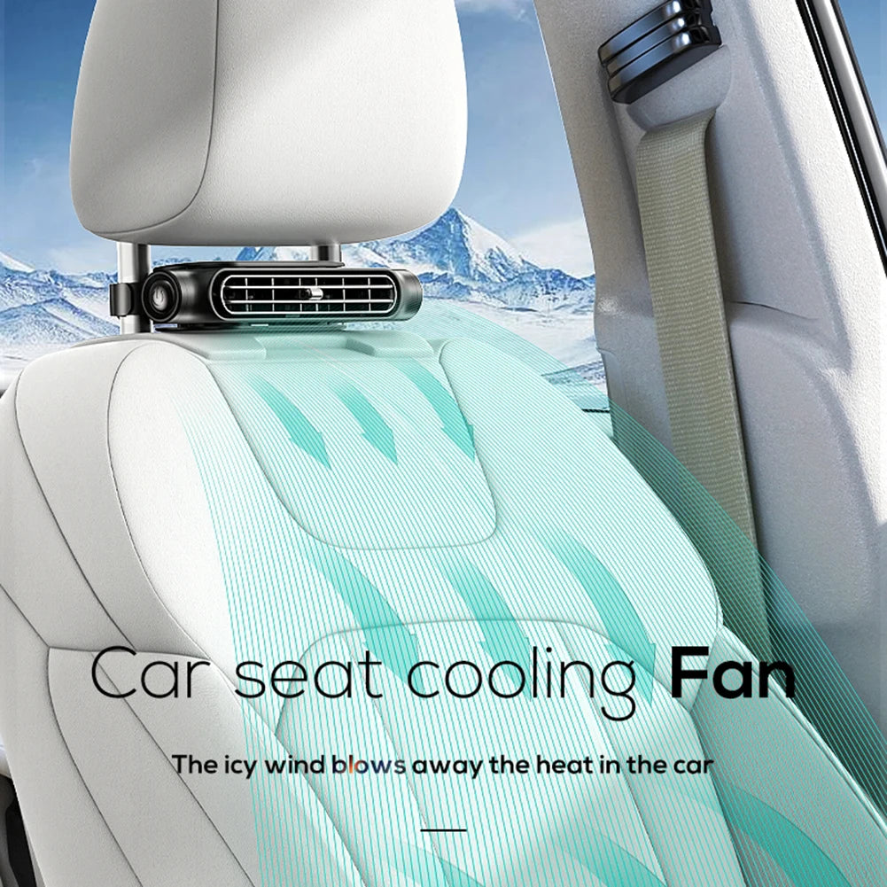 USB Car Interior Rear Headrest Fan Cooler 3 Speeds Adjustable Car Seat Headrest Fan Rear Seat Ventilator Summer Car Accessories Qme