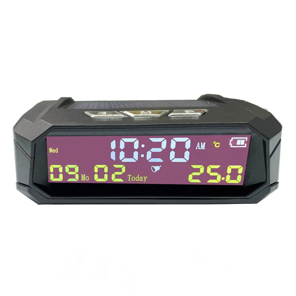 TPMS Look Solar Car Digital Clock with LCD Time Date In-Car Temperature Display for Outdoor Personal Car Part Decoration Qme