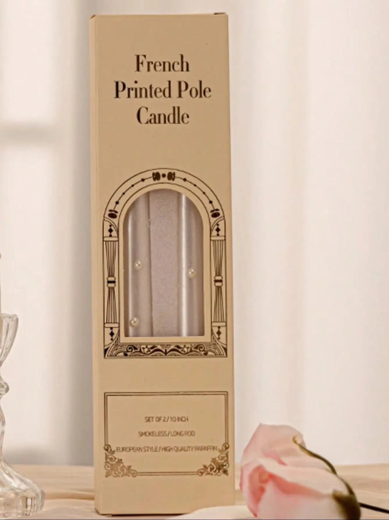 2 Long-stem Pearl Candle Hotel-style Tabletop Accent Qme 2pcs