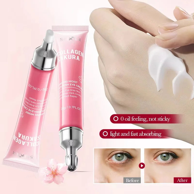 Sakura Collagen Eye Cream Faded Dark Circles Reduce Eyes Bags Firming Lifting Moisturizing Eye Creams Beauty Eyes Skin Care Qme