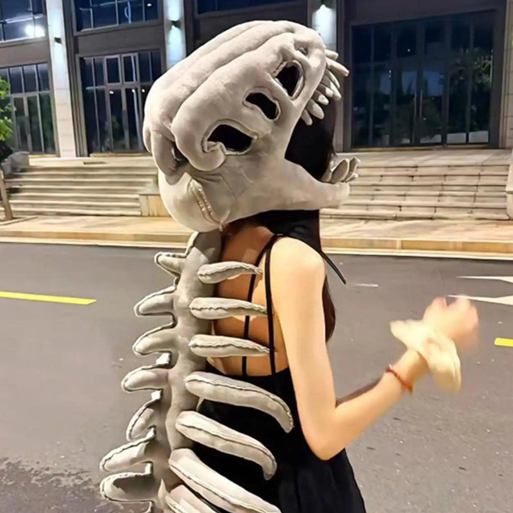 Dinosaur Skeleton Plush Costume Stuffed Toy Halloween Outfits Kids Qme