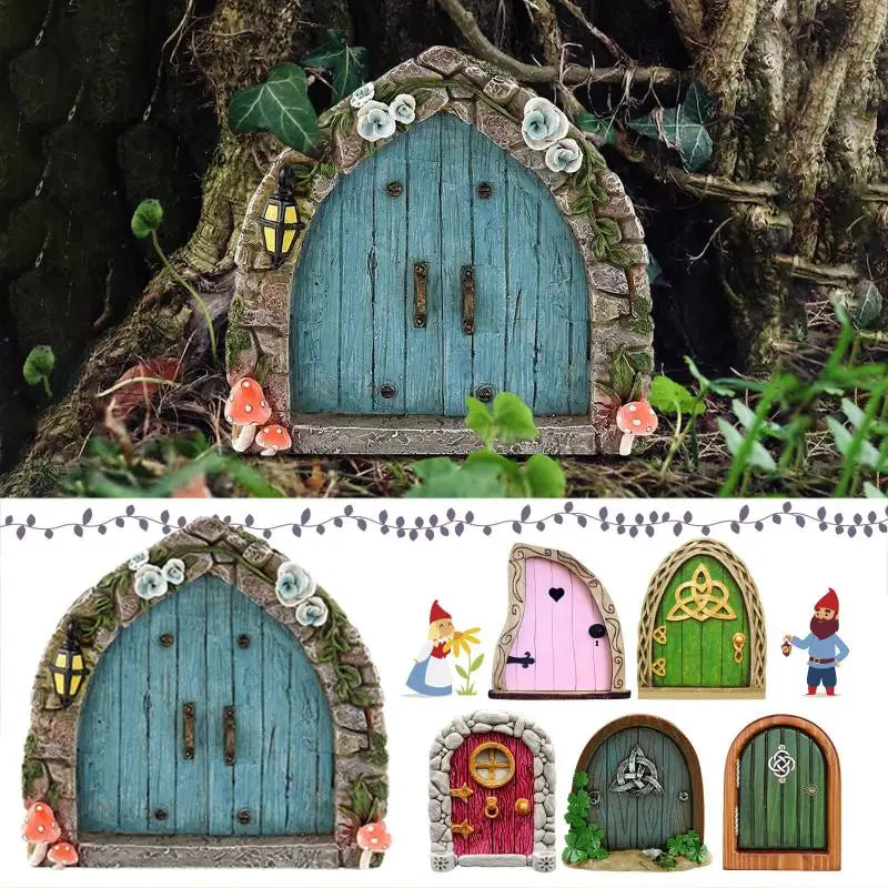 Mini Home Garden Doors Ornaments Elf Fairy Door Miniature House Decor Qme