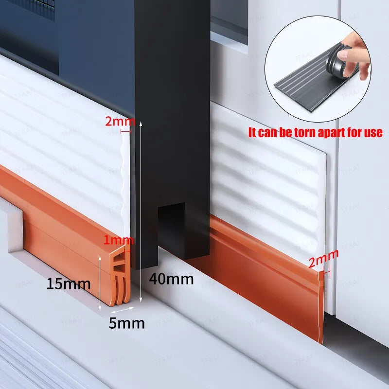 TPE Anti-Cold Window Seal Strip 2/4M Triple Windproof Dust-proof Noise Reduction Weatherstrip Self Adhesive Door Seal Strip Qme Orange White 4m