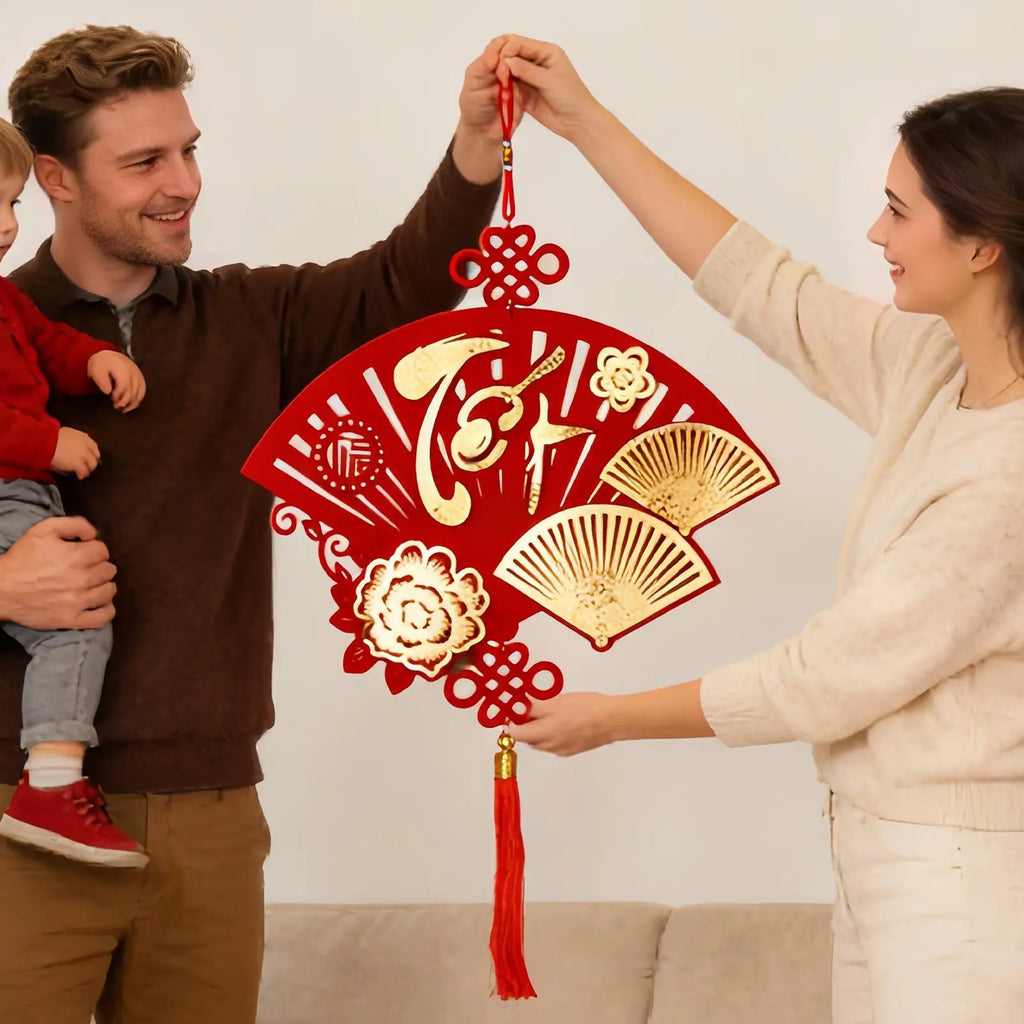 Chinese New Year Decorations 2026 New Year Auspicious Decor Flocking Tree Ornaments Festival Charm for Home Office Car Door Wall Qme