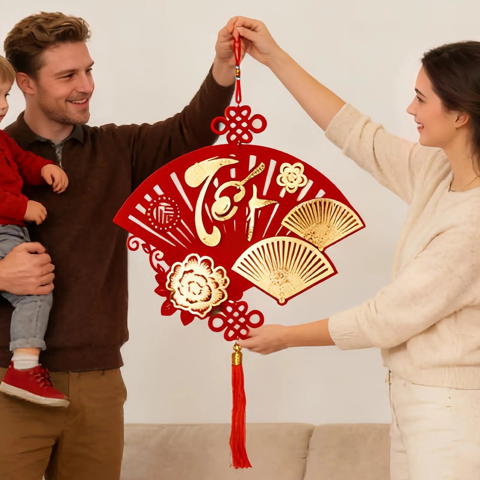 Chinese New Year Decorations 2026 New Year Auspicious Decor Flocking Tree Ornaments Festival Charm for Home Office Car Door Wall Qme