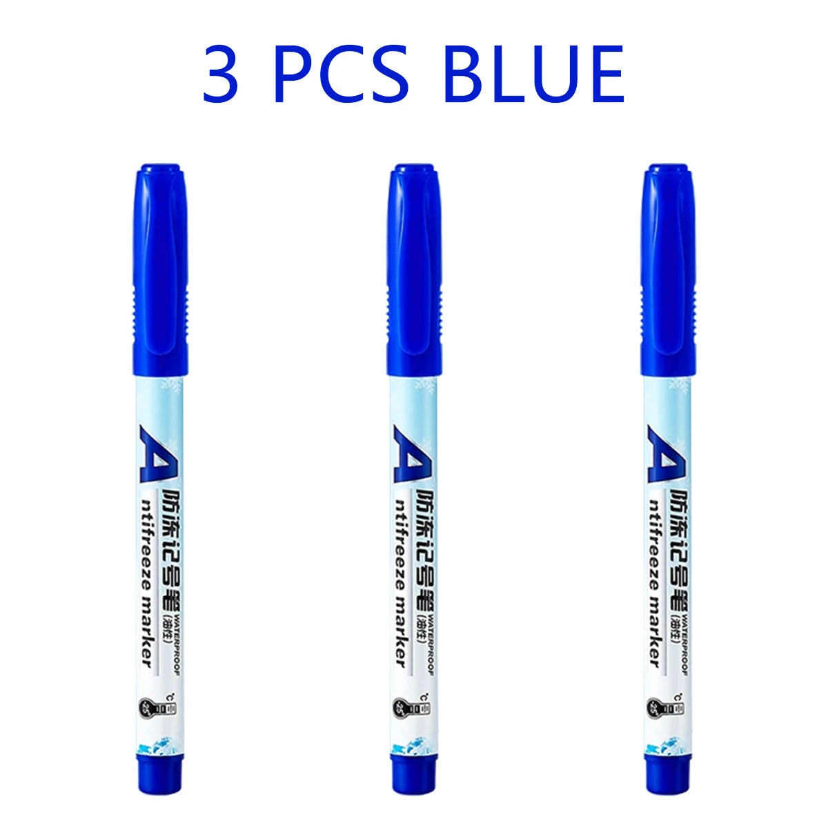 Antifreeze Oily Marker Pens - Quick Dry Waterproof Markers Non-toxic for Plastic,Wood, Rocks, Metal, Canvas, Art Supplies Qme 3 Pcs Blue