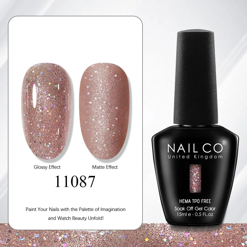 NAILCO Gel Nail Polish Nails Semi-permanent UV Varnish Glitter Glass