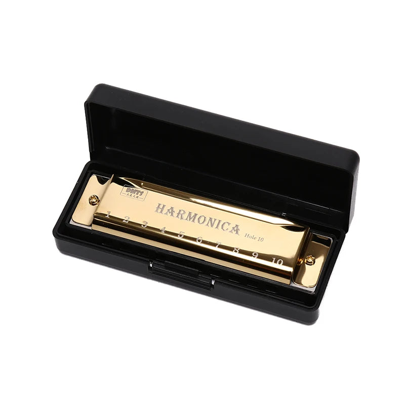 10 Hole 20 Tone Harmonica Woodwind Instrument Red Silver Black ABS Qme A3