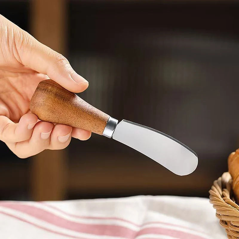 Cheese Spreader Jam Baking Tools Stainless Steel Knives Fork Wooden Qme