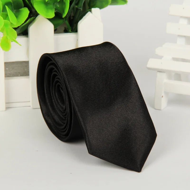 Men Tie Silk Polyester Necktie Classic Formal Solid Plain Pink Black Qme st-4