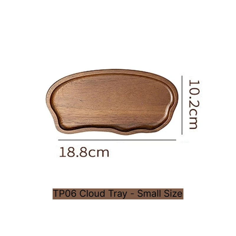  A Tableware Solid Wood Food Tray Round Rectangle Dessert Plate Japanese-style Wooden Snack Fruit Tea Saucer Pallet Bread Board Qme 06Cloud Tray S 10.3 inches
