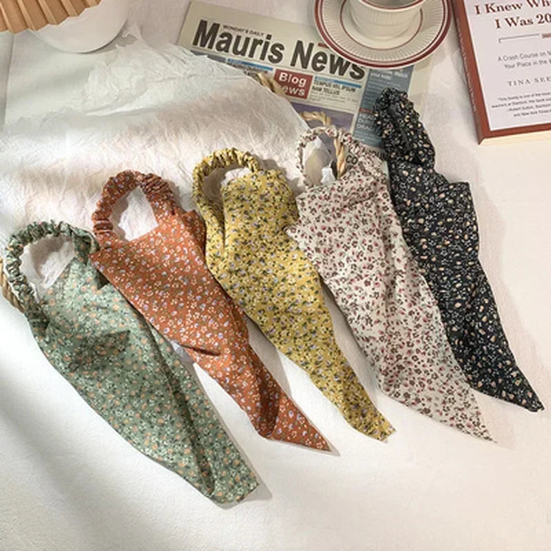 Floral Kerchief Headwear Wrist Head Wrap Scarf Triangular Headscarf Qme