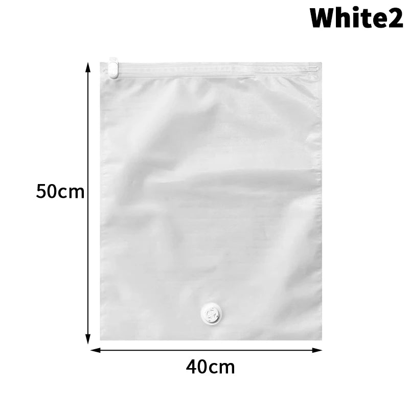 Reusable Hand Roll Vacuum Bags For Travel Waterproof Vacuum Compression Bag Luggage Vacuum Wardrobe Clothing Storage Bag Qme whiteM