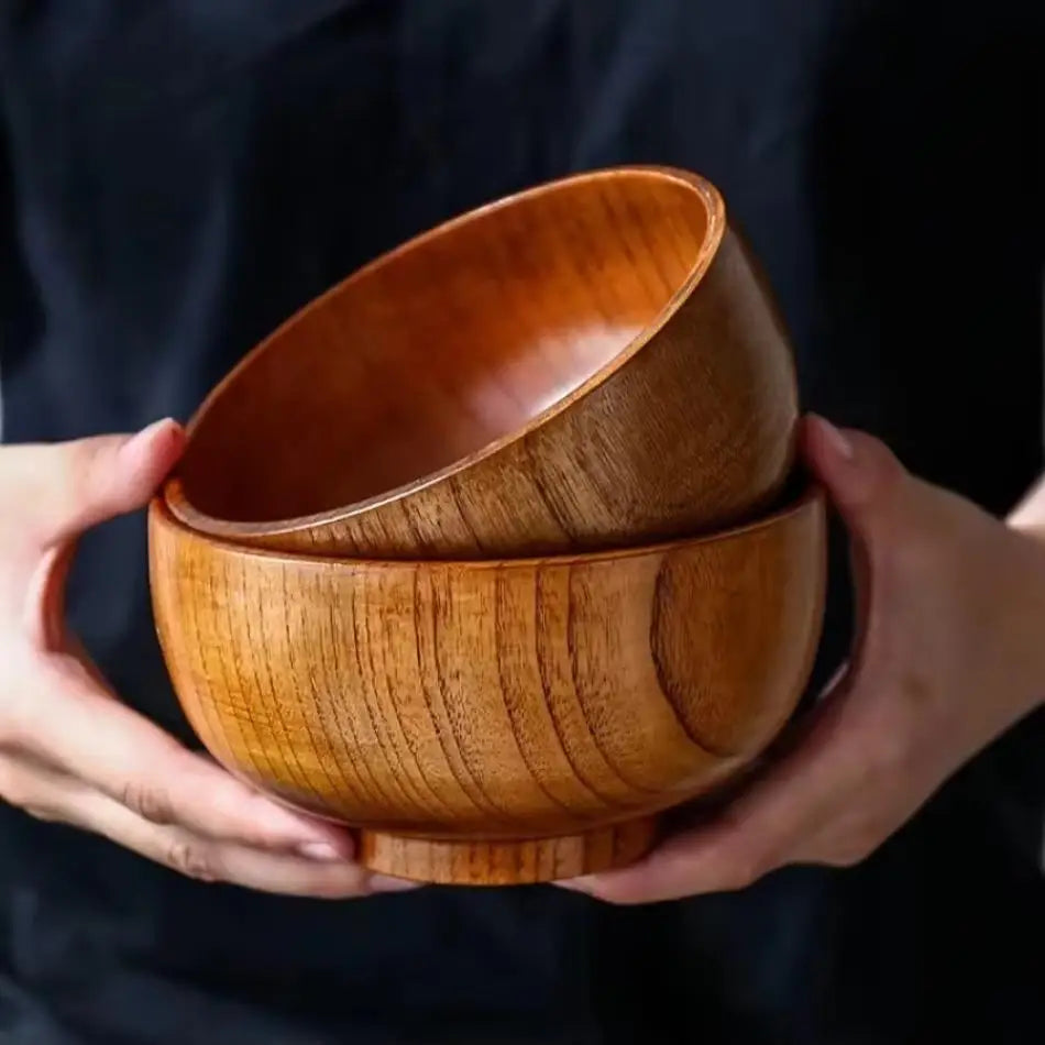 Japanese Style Jujube Wooden Bowl Round Large Soup Bowl Creative Children's Rice Bowl Tableware Vintage Wooden Bowls Tableware Qme