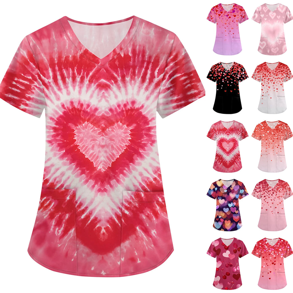 Summer Short Sleeve Medical Scrubs Clothes Pharmacy Beauty Salon Workwear Nurse Uniform Hospital Doctor Dental Surgery Work Top Qme