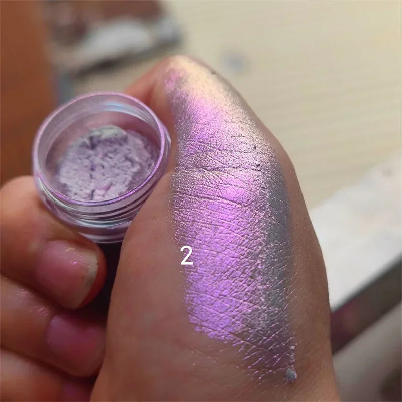 Ultra-Thin Waterproof Color Shift Holographic Eyeshadow Highlighter MultiChrome Shifting Pigments Duochrome Chameleon Eyeshadow Qme 2