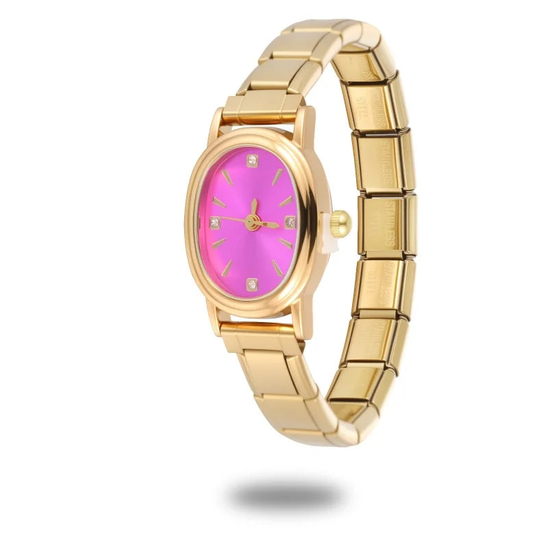 Fashion Women's Stainless Steel Square Flowers Watch Round Moon Sun High Quality Watch Bracelet For Friend Birthday DIY Bracelet Qme Style 12