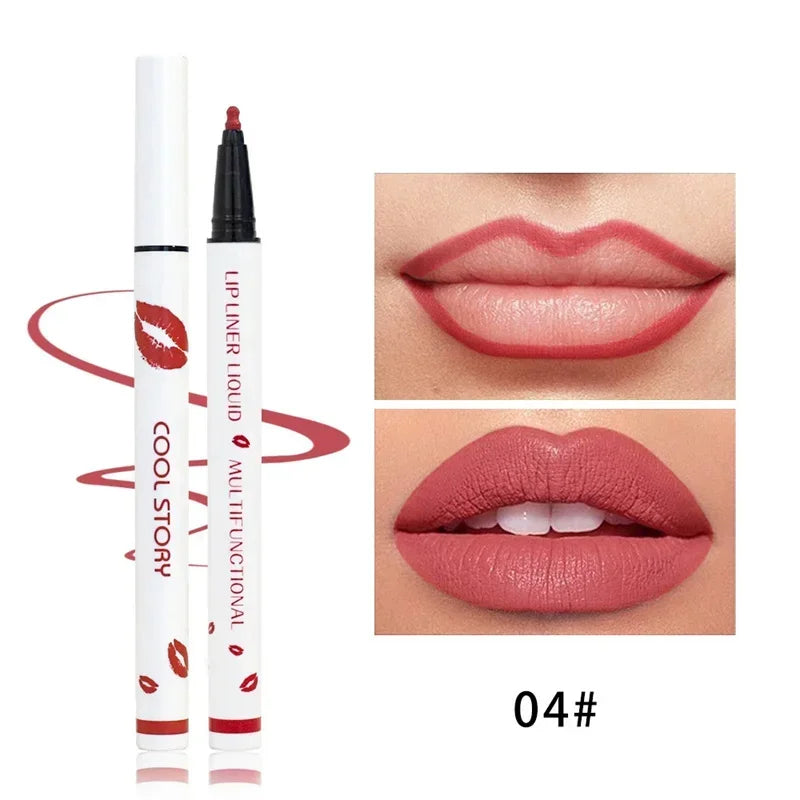 Matte Soft Lip Liner Liquid Lipliner Pencil Long Lasting Lips Cosmetic Tool Stick Quick Drying Smudge Proof Natural Lipstick Pen Qme 04