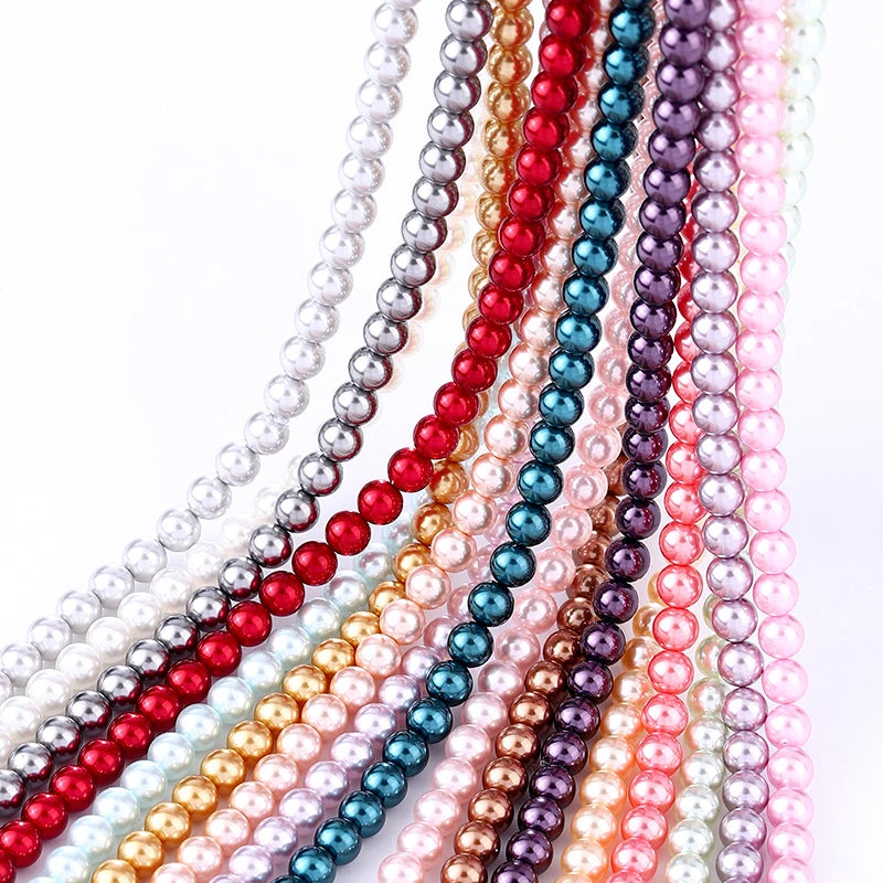 6mm Round Glass Pearl Beads Glass Round Tiny Craft Loose Spacer Beads for DIY Craft Necklaces Bracelets Jewelry Making Qme