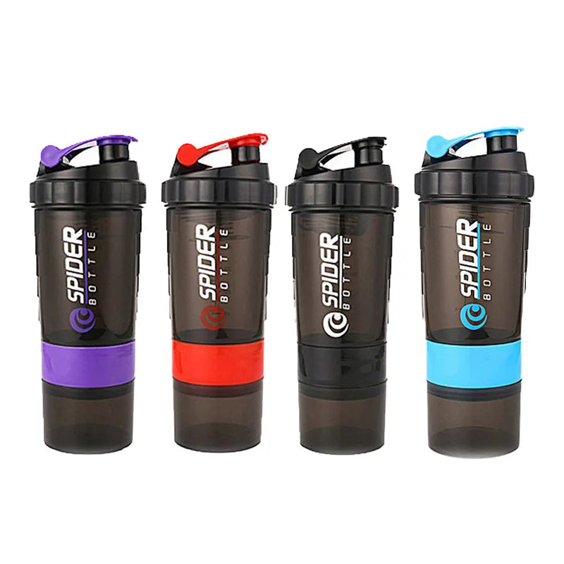 Printed Plastic Shaker Bottle Fitness Protein Milkshake Mix Cup Qme