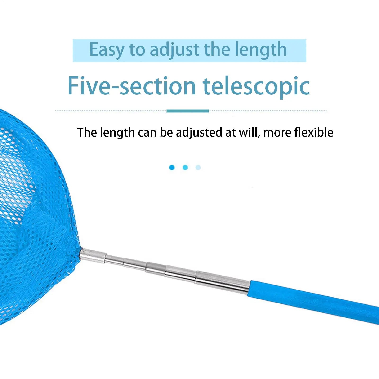 Kids Fishing Net Stainless Steel Telescopic Anti Slip Small Catcher Frog Catching Net for Beach Aquarium Pool Outdoor Games Qme