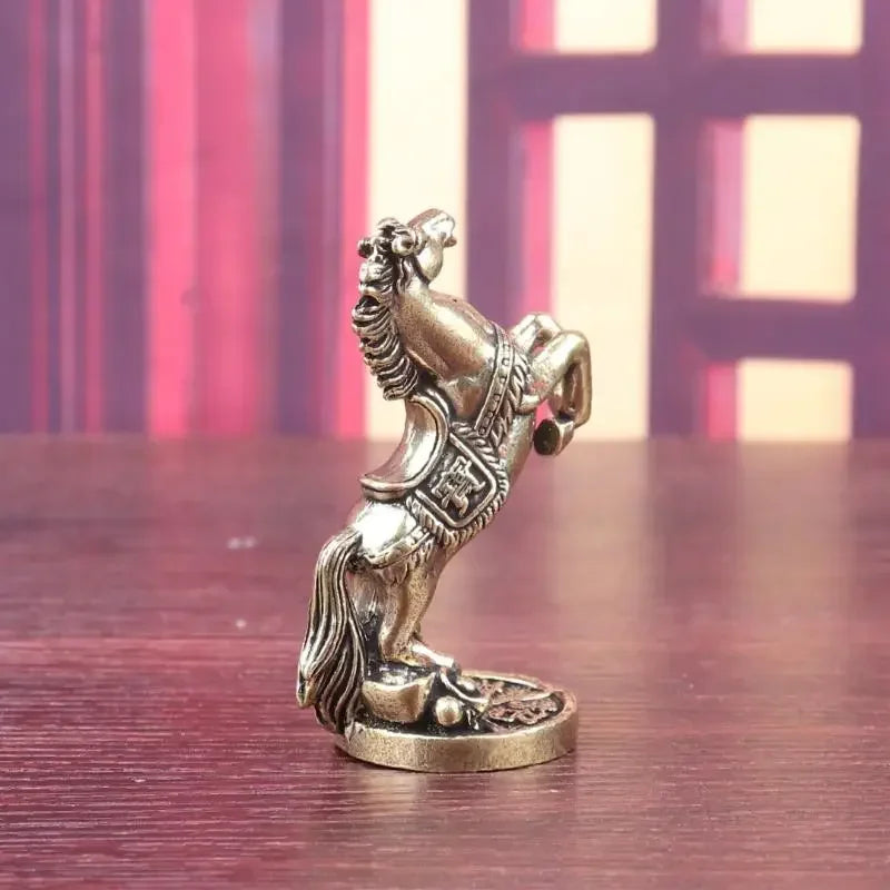Brass Horse Figurines Home Desktop Decoration Fortune Zodiac Horse Office Decor Miniatures Bronze Collectible Crafts Qme