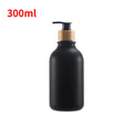 Dish Soap Bottle with Wood Pump Liquid Soap Dispenser Hand Soap Lotion Container Refillable Jars for Kitchen Bathroom 500/300ML Qme 300ml-black-woodpump