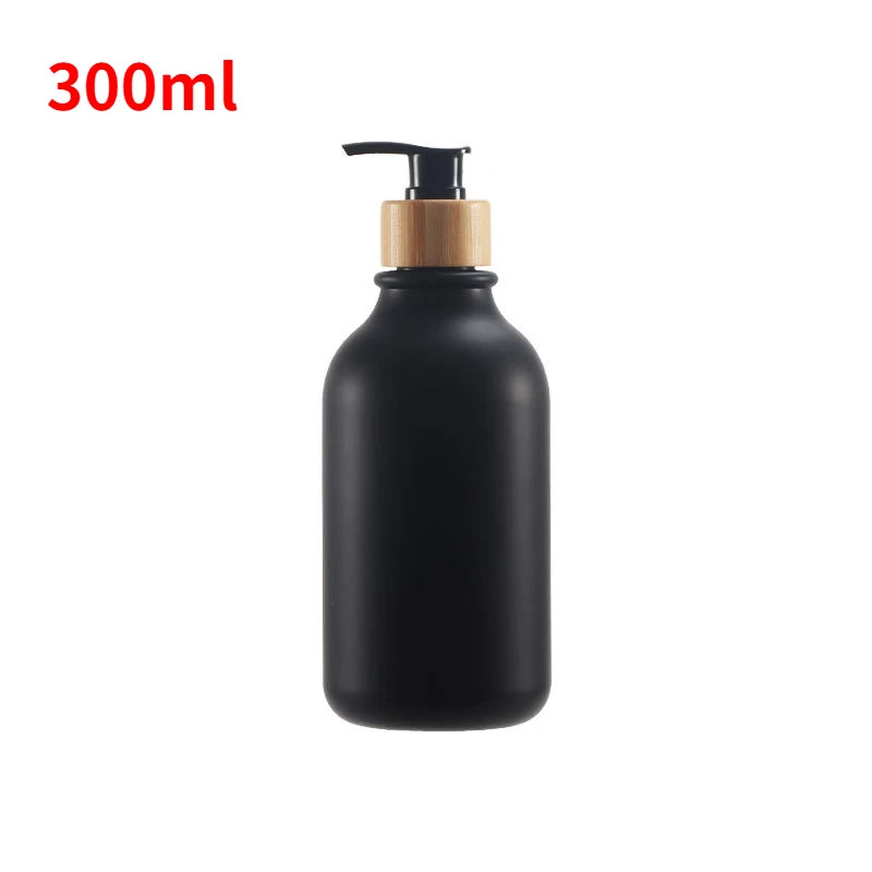 Dish Soap Bottle with Wood Pump Liquid Soap Dispenser Hand Soap Lotion Container Refillable Jars for Kitchen Bathroom 500/300ML Qme 300ml-black-woodpump