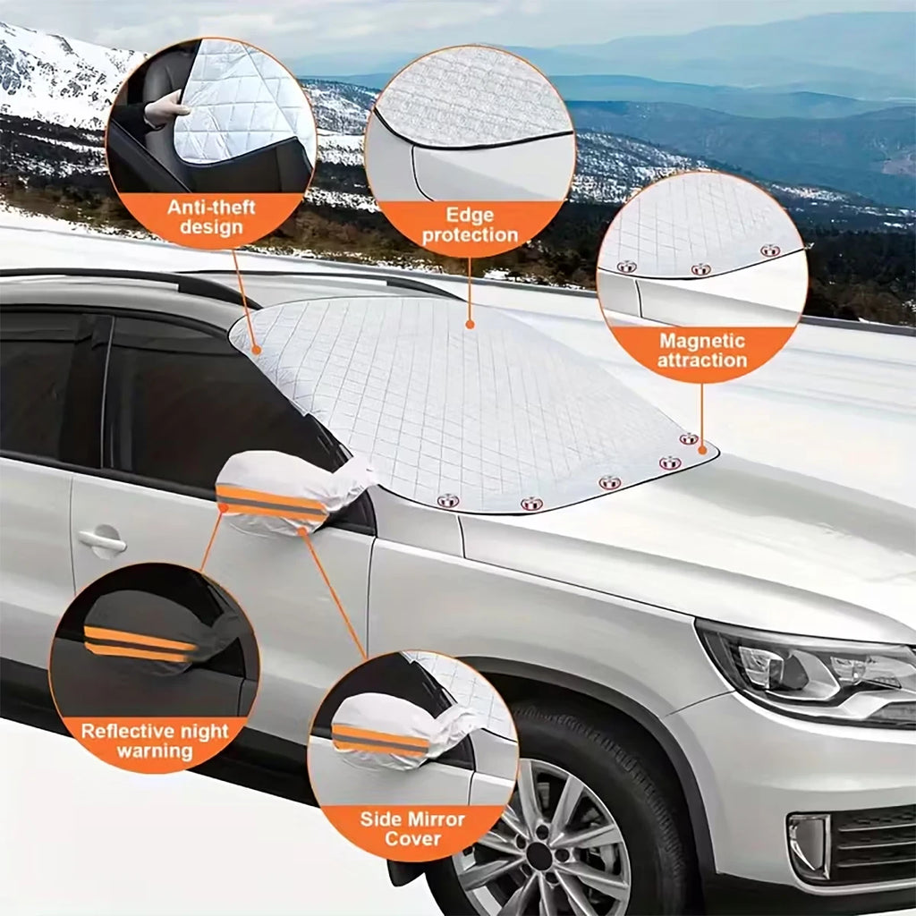 Heavy Duty Vehicle Windshield Snow Cover 9 Magnetic Fasteners UV Sun Qme
