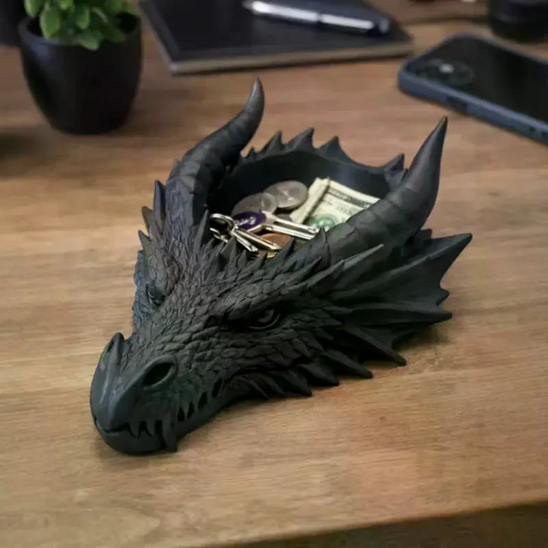 Gothic Dark Style Dragon Head Shaped Desktop Jewelry Storage Tray For Personalized Dark-Style Home Desktop Qme