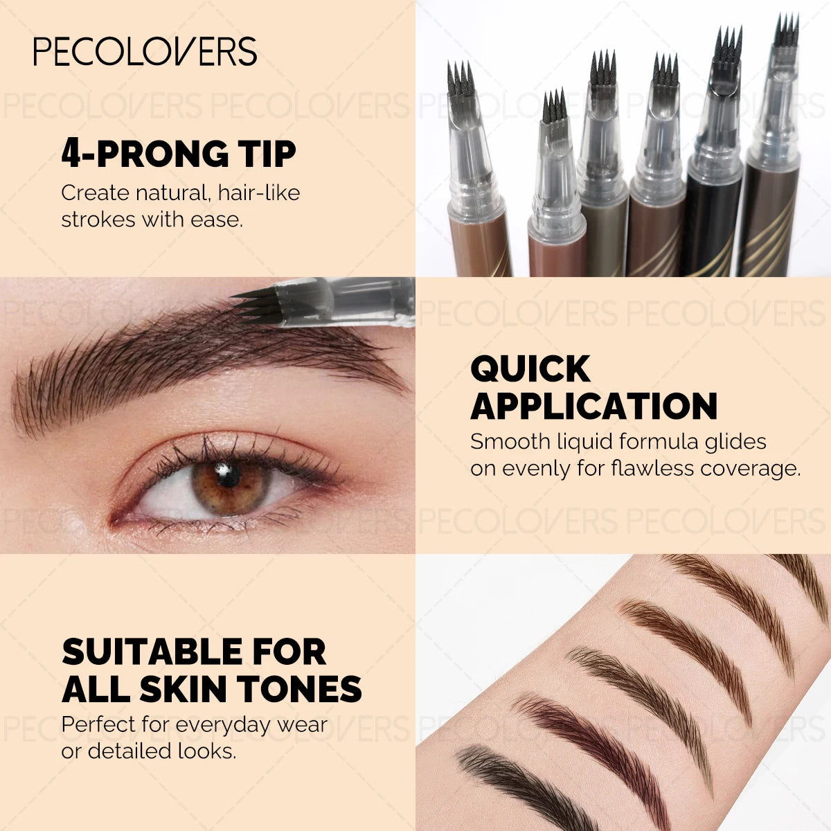 Four Fork Liquid Eyebrow Pencil, Hairy Eyebrows, Waterproof, Filling Eyebrow Gaps, Suitable for Beginners, Eyebrow Cosmetics Qme