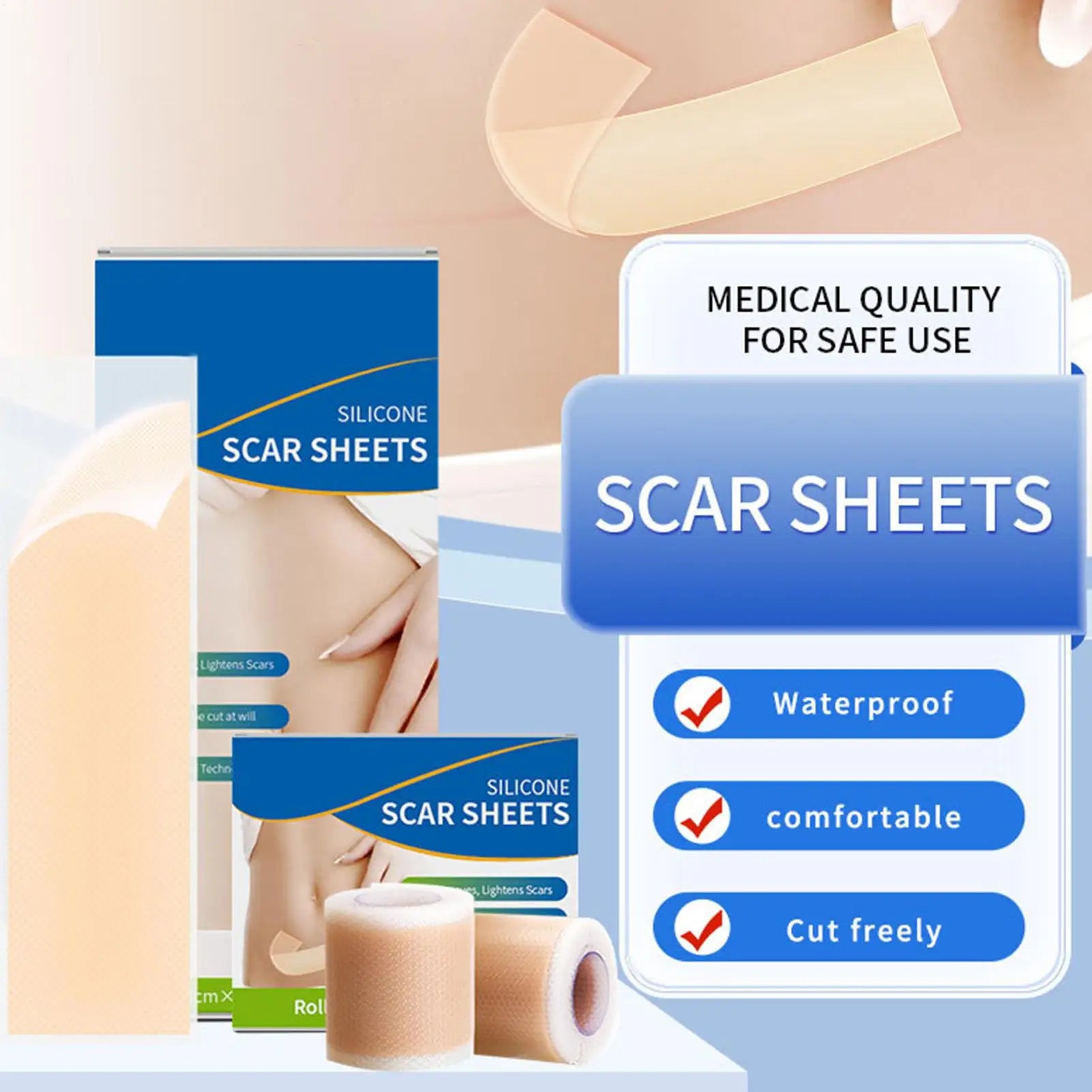 1 roll Silicone Scar Sheets Reusable Breathable Strips Silicone Tape For Scars For Men Women Family Friends Home Indoor Outdoor Qme