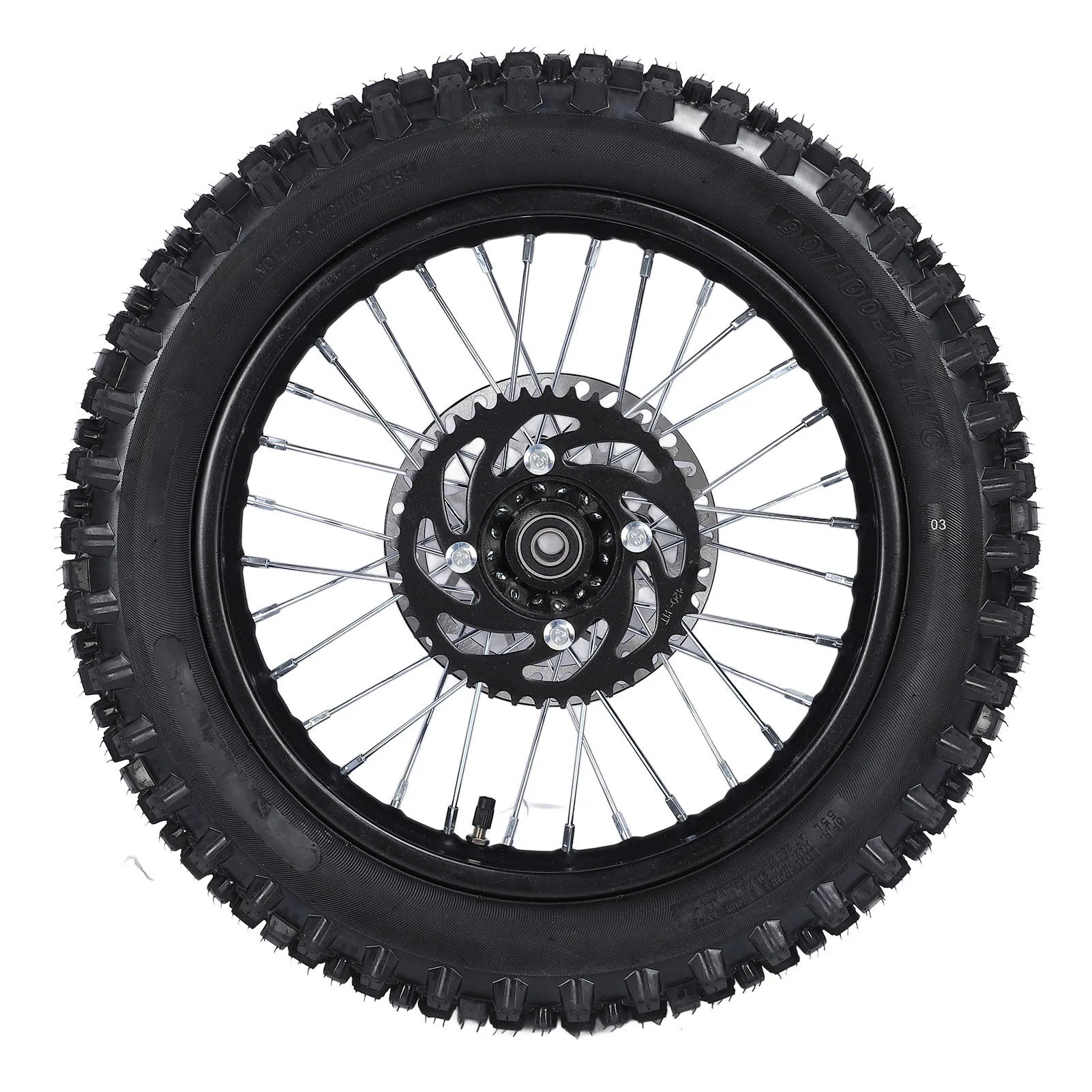 14inch Dirt Bike Rear Wheel Rim Tire Assembly 90/100-14 15mm Shaft for Apollo 125CC SSR 150 cc Tao Kayo TSD 110 TD 125 Qme as picture