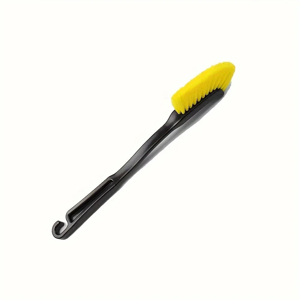 1pc Multi-Use Car Wheel Brush, Yellow Bristle Detailing Brush with Black Handle - Essential Washing Tool for Cleaning Qme